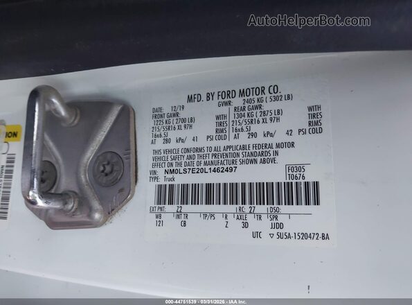 NM0LS7E20L1462497 2020 FORD TRANSIT CONNECT White Вид підкапотного простору