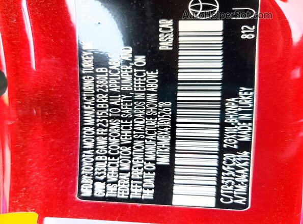 NMTKHMBX4JR052618 2018 TOYOTA C-HR Red ძრავის განყოფილების ხედი