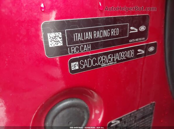 SADCJ2BV5HA092408 2017 JAGUAR F-PACE Red Engine compartment view