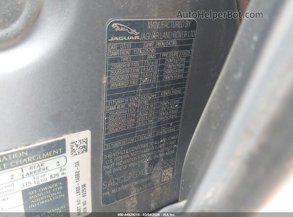SADCL2GX0LA622538 2020 JAGUAR F-PACE Gray Շարժիչի բաժամունքի տեսք