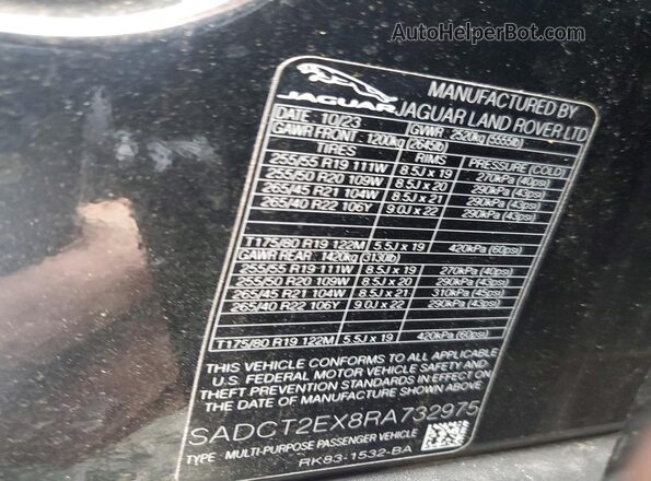 SADCT2EX8RA732975 2024 JAGUAR F-PACE Black Widok wnętrza 360 stopni