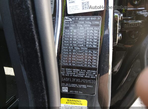 SADFL2FX0J1Z01533 2018 JAGUAR E-PACE Черный Вид подкапотного пространства