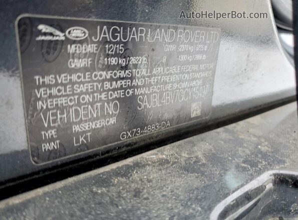 SAJBL4BV7GCY15497 2016 JAGUAR XF Black Engine compartment view
