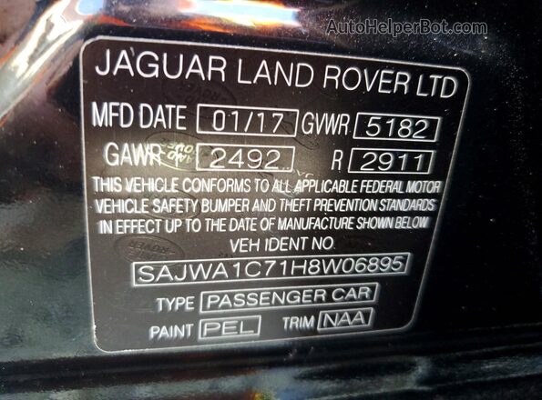 SAJWA1C71H8W06895 2017 JAGUAR XJ Black ძრავის განყოფილების ხედი