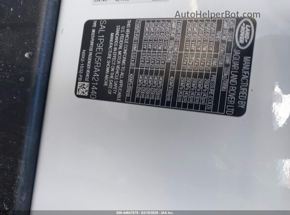 SAL1P9EU5RA421440 2024 LAND ROVER RANGE ROVER SPORT White Vista del compartimento del motor