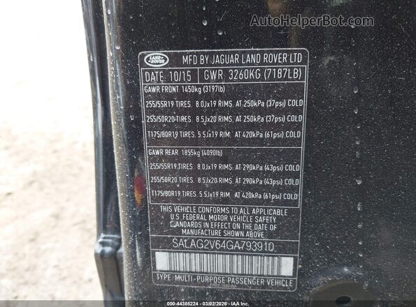 SALAG2V64GA793910 2016 LAND ROVER LR4 Black Widok komory silnika