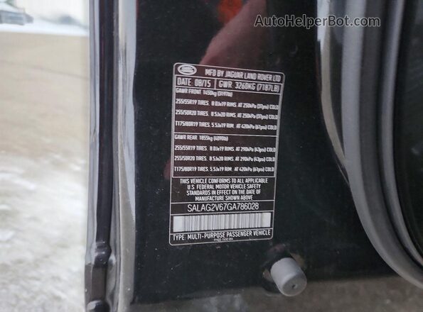 SALAG2V67GA786028 2016 LAND ROVER LR4 Черный Вид наклейки с VIN-кодом