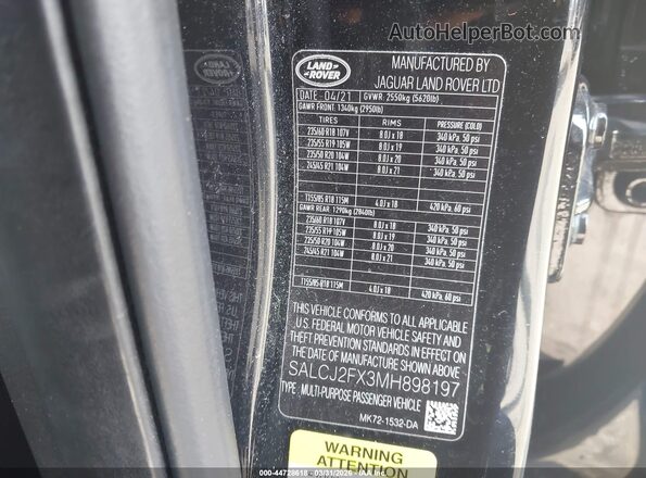 SALCJ2FX3MH898197 2021 LAND ROVER DISCOVERY SPORT Black ძრავის განყოფილების ხედი