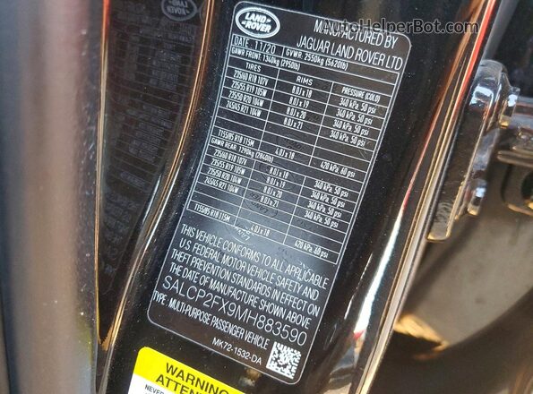 SALCP2FX9MH883590 2021 LAND ROVER DISCOVERY Black ძრავის განყოფილების ხედი