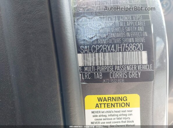 SALCP2RX4JH758620 2018 LAND ROVER DISCOVERY SPORT Gray ძრავის განყოფილების ხედი