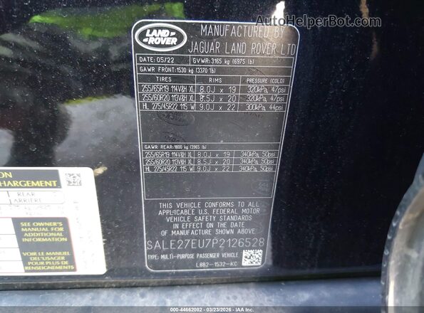 SALE27EU7P2126528 2023 LAND ROVER DEFENDER Black Vista del compartimento del motor