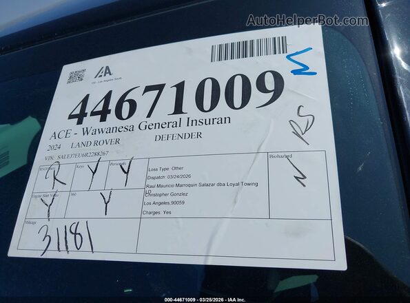 SALEJ7EU6R2288267 2024 LAND ROVER DEFENDER Черный 
