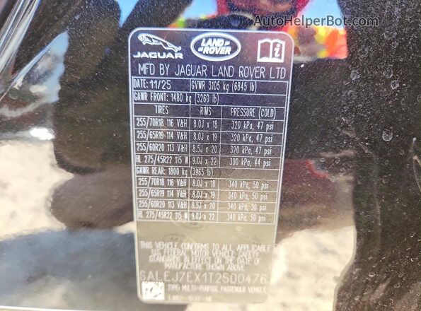 SALEJ7EX1T2500476 2026 LAND ROVER DEFENDER Blue VIN sticker view