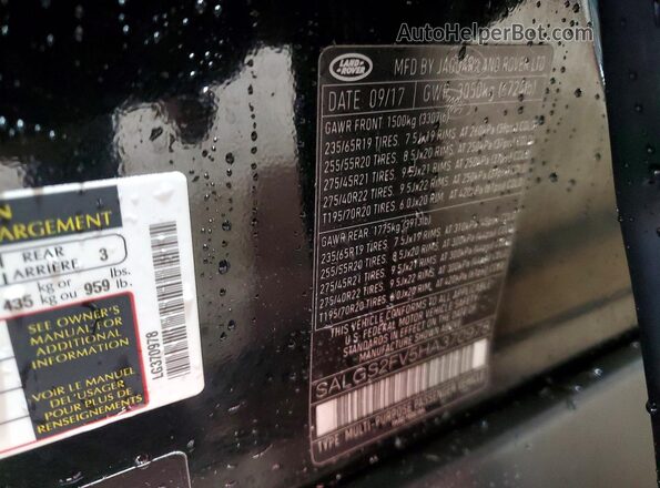 SALGS2FV5HA370978 2017 LAND ROVER RANGE Black VIN sticker view