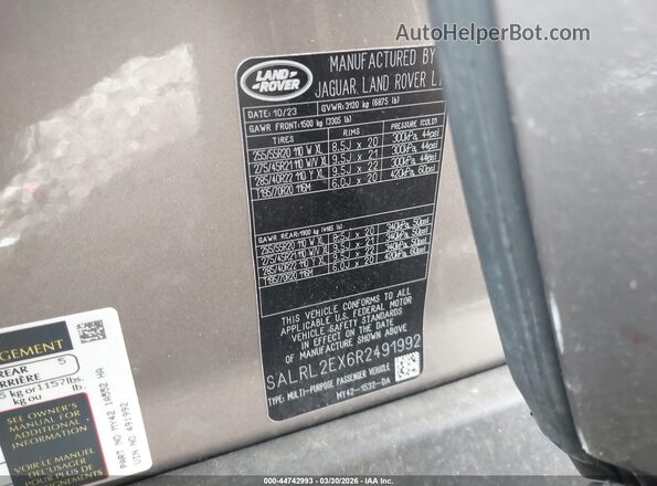 SALRL2EX6R2491992 2024 LAND ROVER DISCOVERY Tan Vista del compartimento del motor