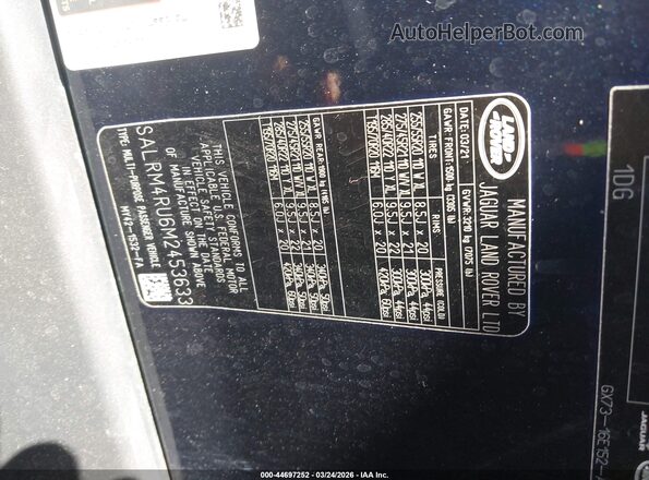SALRM4RU6M2453633 2021 LAND ROVER DISCOVERY Dark Blue Вид подкапотного пространства