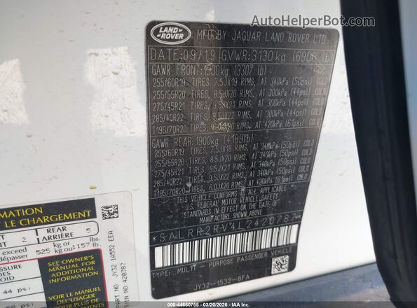 SALRR2RV4L2420787 2020 LAND ROVER DISCOVERY White Շարժիչի բաժամունքի տեսք