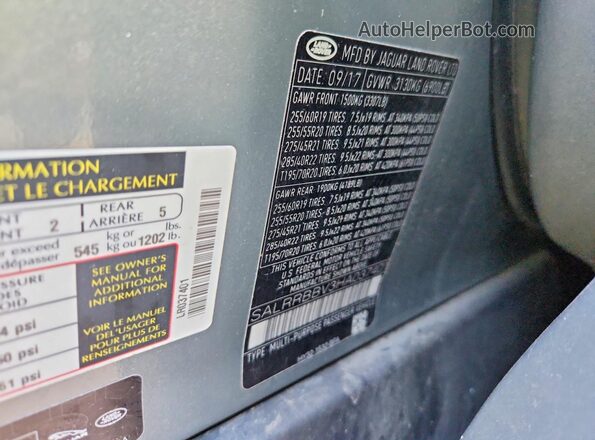SALRRBBV3HA037401 2017 LAND ROVER DISCOVERY Gray VIN կոդի պիտակի տեսք