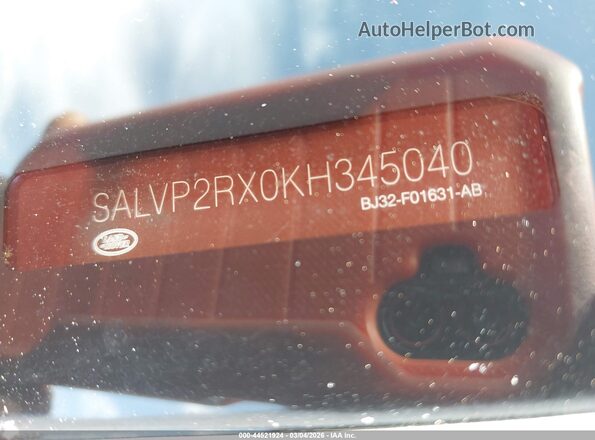 SALVP2RX0KH345040 2019 LAND ROVER RANGE ROVER EVOQUE Black Engine compartment view