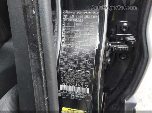 SALVP2RX1JH271142 2018 LAND ROVER RANGE ROVER EVOQUE Black Շարժիչի բաժամունքի տեսք