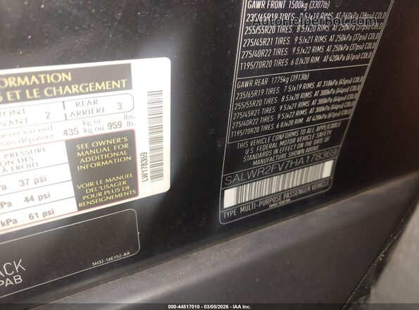 SALWR2FV7HA178369 2017 LAND ROVER RANGE ROVER SPORT Черный Вид подкапотного пространства