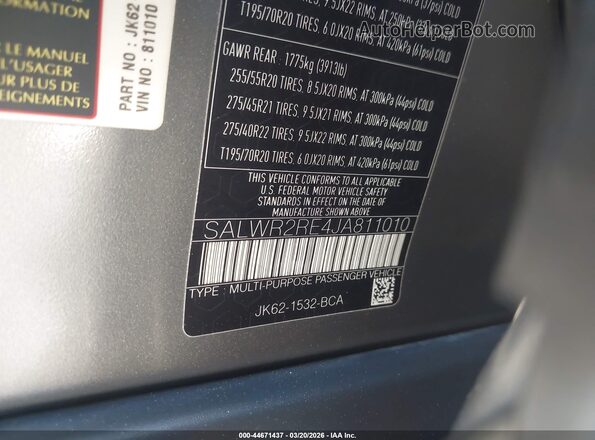 SALWR2RE4JA811010 2018 LAND ROVER RANGE ROVER SPORT Gray Widok komory silnika