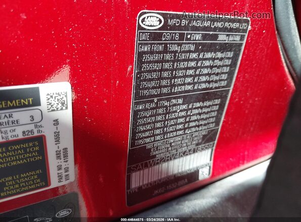 SALWR2RV4KA418559 2019 LAND ROVER RANGE ROVER SPORT Red Widok komory silnika