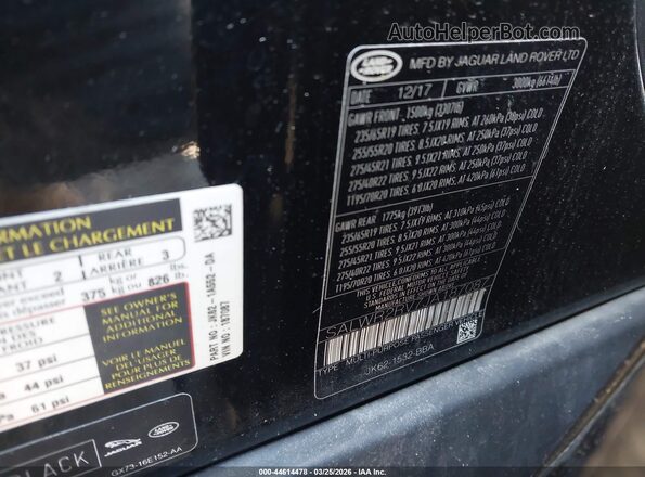 SALWR2RV7JA187087 2018 LAND ROVER RANGE ROVER SPORT Black Вид підкапотного простору