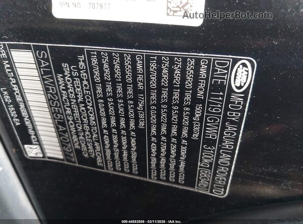 SALWR2SE5LA707977 2020 LAND ROVER RANGE ROVER SPORT Black Շարժիչի բաժամունքի տեսք
