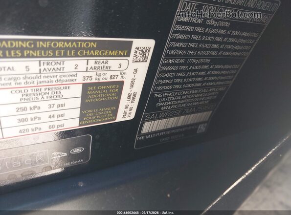 SALWR2SE7MA759502 2021 LAND ROVER RANGE ROVER SPORT Black Вид підкапотного простору