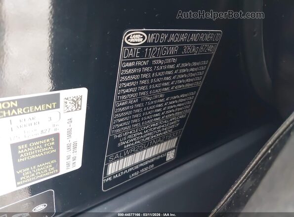 SALWR2SU1NA219331 2022 LAND ROVER RANGE ROVER SPORT Black Widok komory silnika