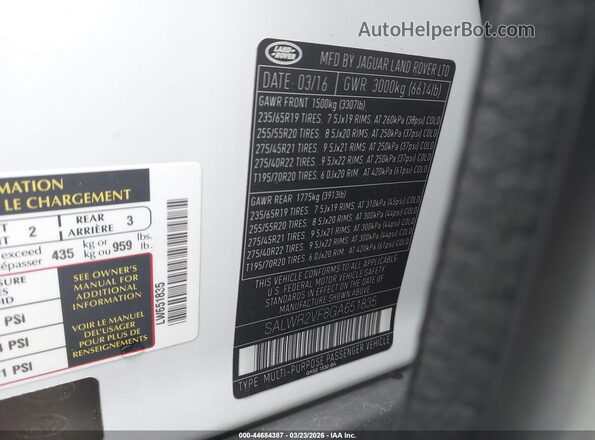 SALWR2VF8GA651835 2016 LAND ROVER RANGE ROVER SPORT Gray Vista del compartimento del motor