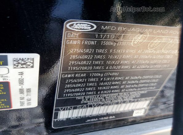 SALWZ2RE1LA711806 2020 LAND ROVER RANGE Black VIN sticker view