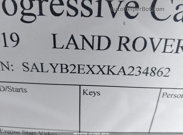 SALYB2EXXKA234862 2019 LAND ROVER RANGE ROVER VELAR Burgundy Widok komory silnika