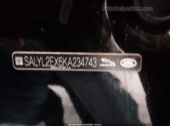 SALYL2EX6KA234743 2019 LAND ROVER RANGE ROVER VELAR Black 