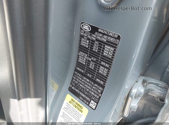 SALZT2FX7NH173420 2022 LAND ROVER RANGE ROVER EVOQUE Серый Вид подкапотного пространства