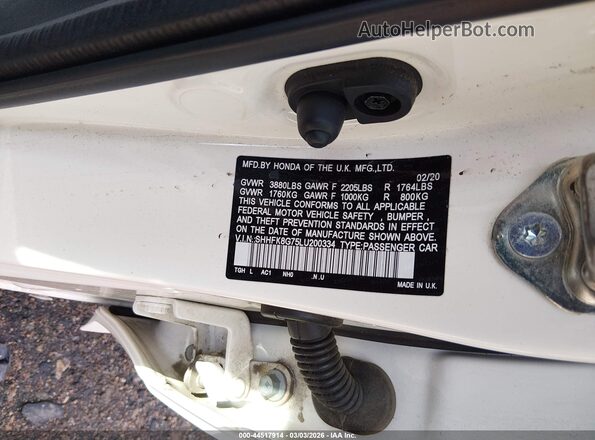 SHHFK8G75LU200334 2020 HONDA CIVIC White Widok komory silnika