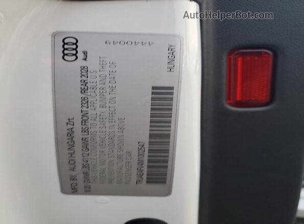 TRUAEAFV4M1002547 2021 AUDI TT Белый Вид подкапотного пространства