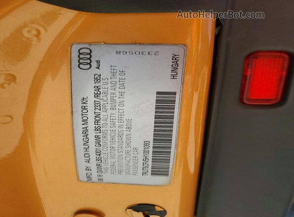 TRUT5CFV5H1001093 2017 AUDI TT Orange Engine compartment view