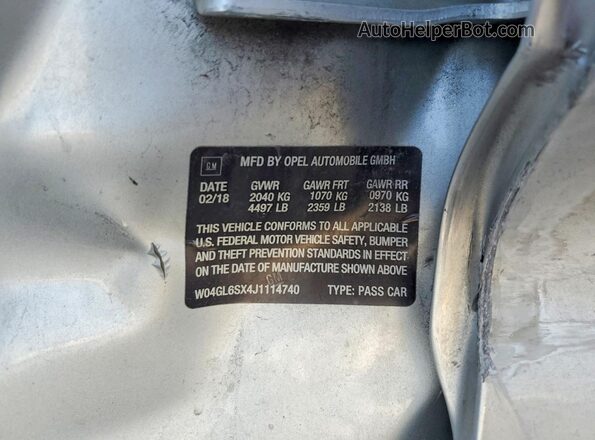 W04GL6SX4J1114740 2018 BUICK REGAL Silver Widok komory silnika