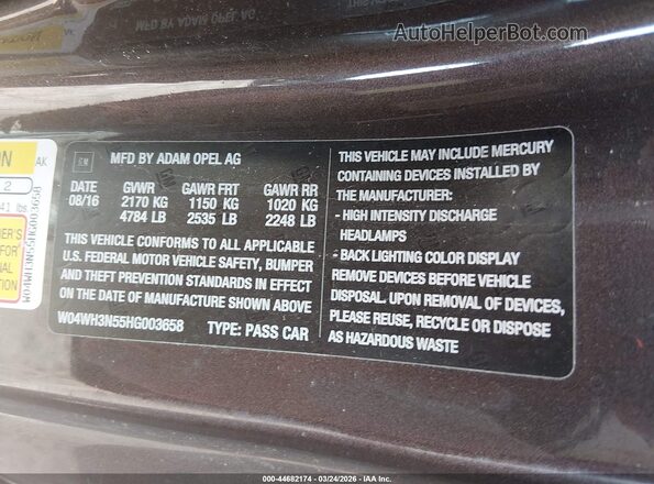 W04WH3N55HG003658 2017 BUICK CASCADA Brown Engine compartment view