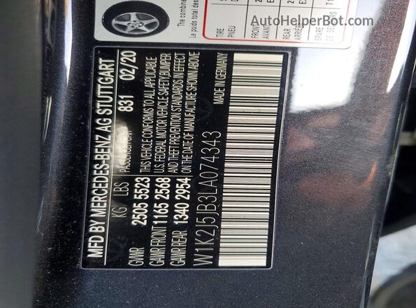 W1K2J5JB3LA074343 2020 MERCEDES-BENZ CLS-CLASS Black ძრავის განყოფილების ხედი