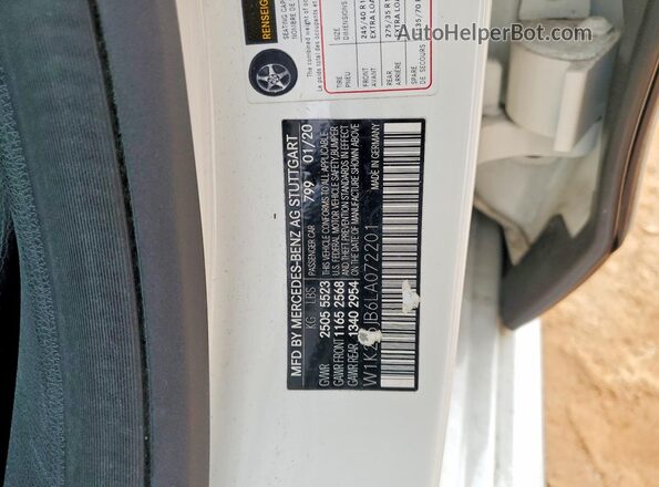 W1K2J5JB6LA072201 2020 MERCEDES-BENZ CLS-CLASS White VIN կոդի պիտակի տեսք