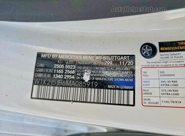 W1K2J5JB6MA085919 2021 MERCEDES-BENZ CLS-CLASS White Widok komory silnika