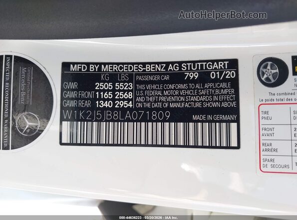 W1K2J5JB8LA071809 2020 MERCEDES-BENZ CLS-CLASS White Engine compartment view