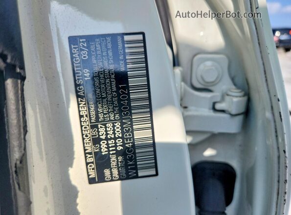 W1K3G4EB3MJ304021 2021 MERCEDES-BENZ A White ძრავის განყოფილების ხედი