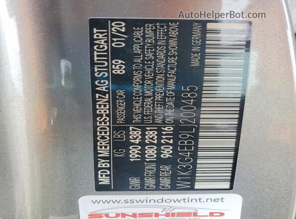 W1K3G4EB9LJ200485 2020 MERCEDES-BENZ A Gray 
