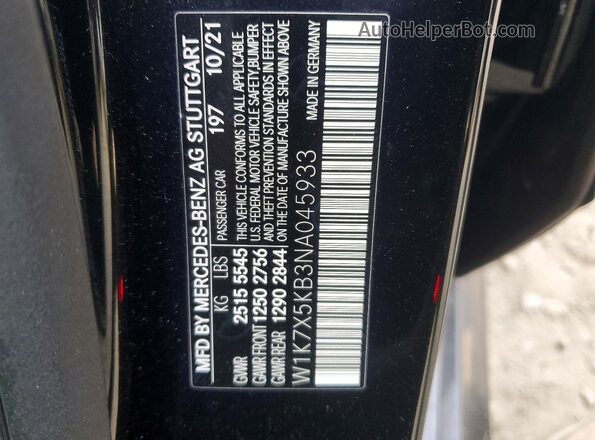 W1K7X5KB3NA045933 2022 MERCEDES-BENZ AMG Black Շարժիչի բաժամունքի տեսք