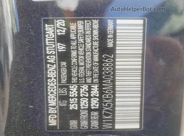 W1K7X5KB6MA038862 2021 MERCEDES-BENZ AMG Black VIN sticker view