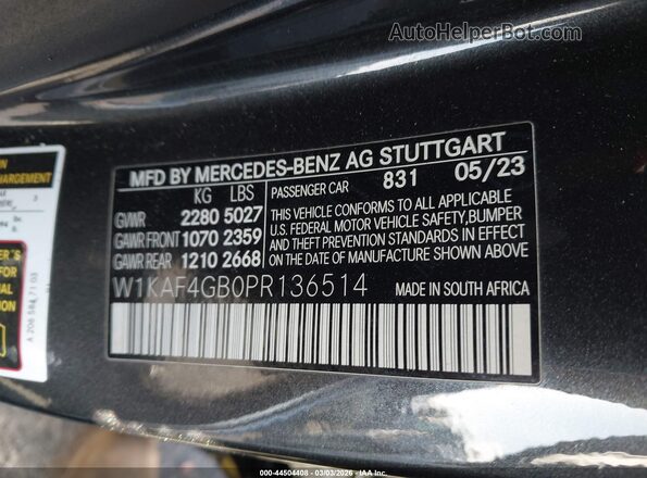 W1KAF4GB0PR136514 2023 MERCEDES-BENZ C-CLASS Black Vista del compartimento del motor